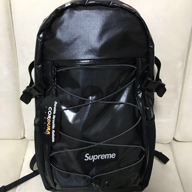 2017 新品!!! 43th Supreme backpack 黑色背囊FW17, 名牌, 手袋及銀包