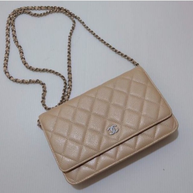 chanel wallet on chain beige caviar
