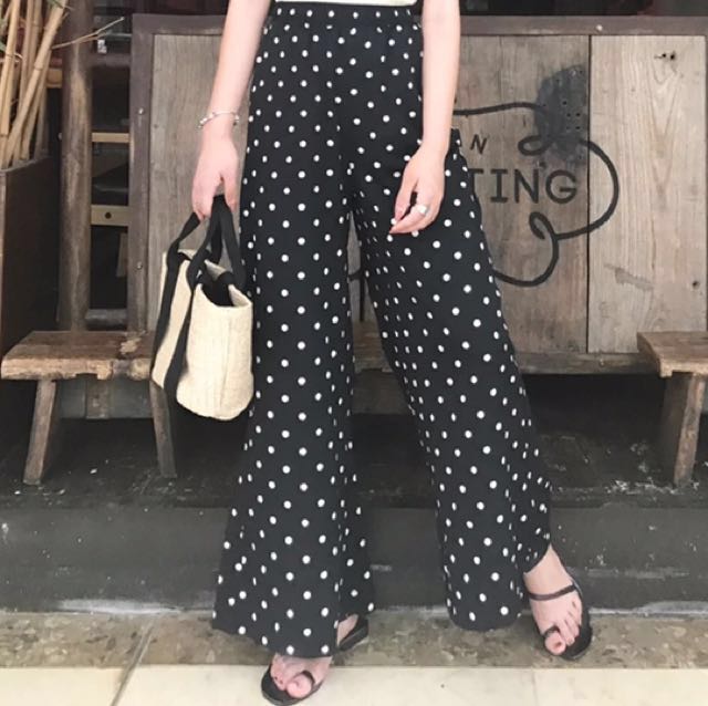 Black and white polka dot pants clearance