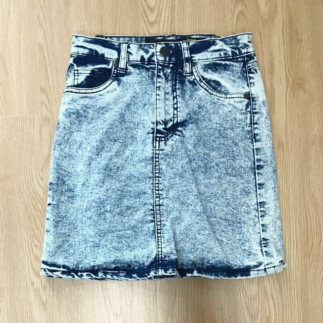 bleached denim skirt