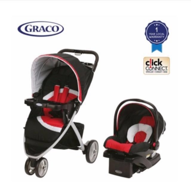 Graco 2in1 Stroller (with Car Seat + Base), Babies & Kids, Going Out