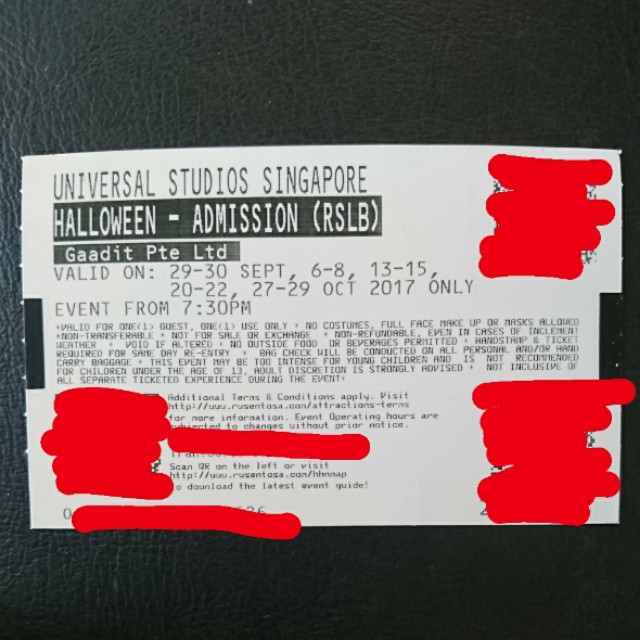 2 Halloween Horror Nights Open Date Tickets (price is for each ticket