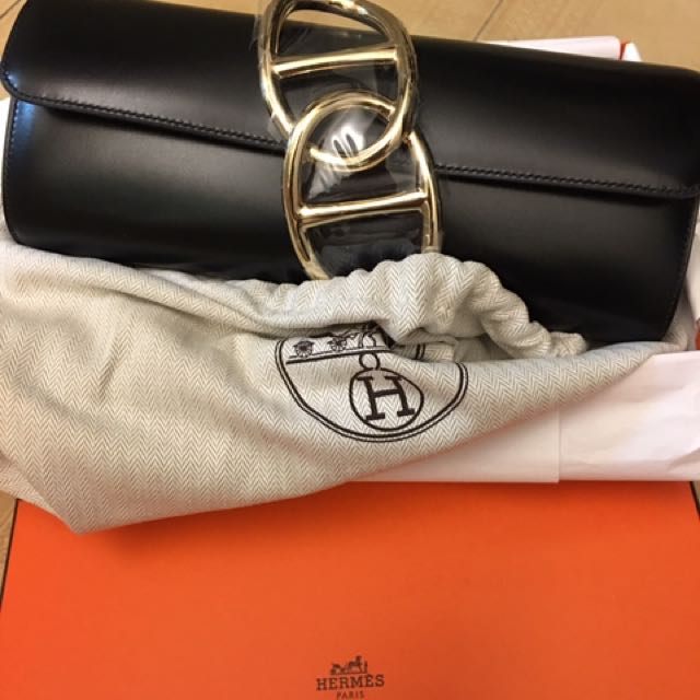 Hermes Egee Clutch with Palladium Hardware, Rouge H Box Calf