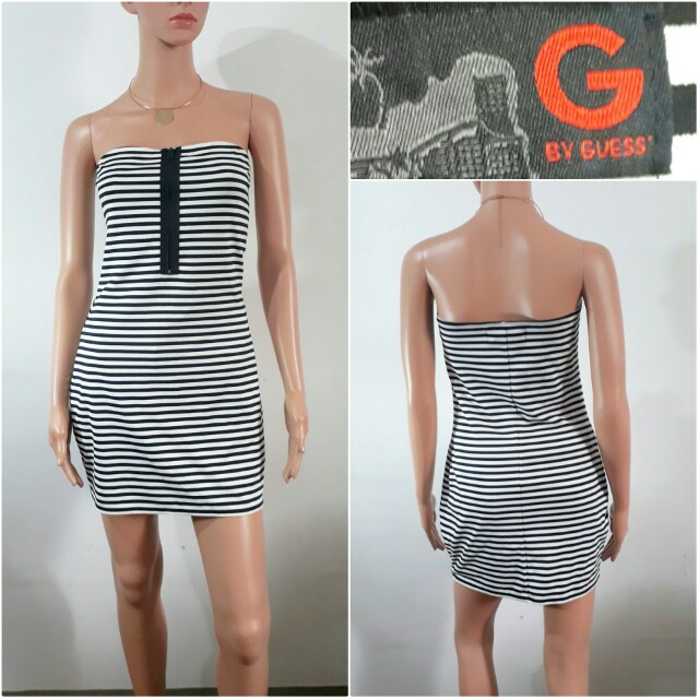 guess black and white striped dress
