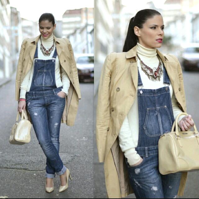 stradivarius denim jumpsuit