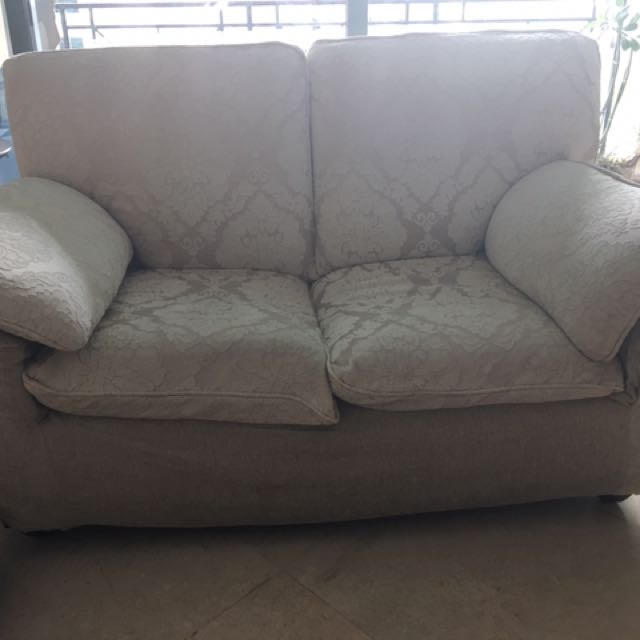 Two seater picket and rail reupholstered sofa, Furniture & Home Living