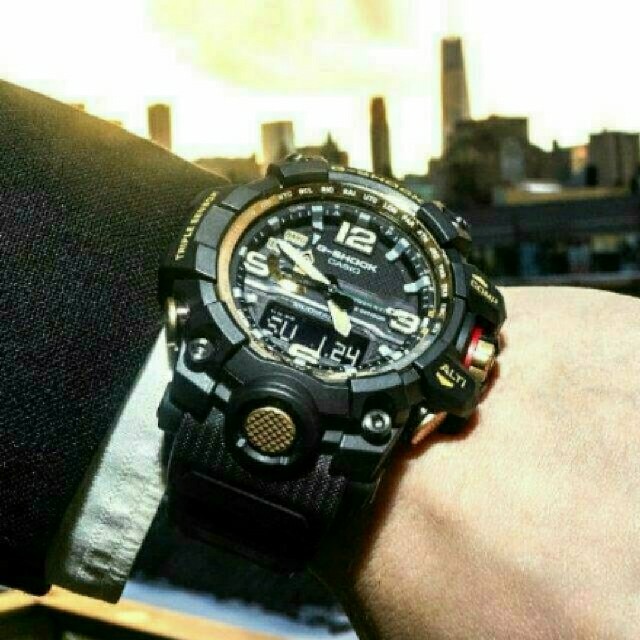 100 Authentic Casio MudMaster Black Gold G Shock Tough Solar Wave Ceptor Triple Sensor G Shock GWG1000GB 1 GWG1000GB 1ADR