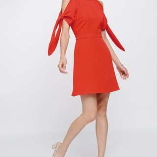 Brinton Cutout Sleeve Dress - Vermillion