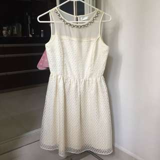 Champagne Sleeveless Dress with Pearls & Diamonds