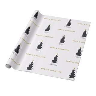Personalized Gift Wrappers - Christmas Tree Gold Borders