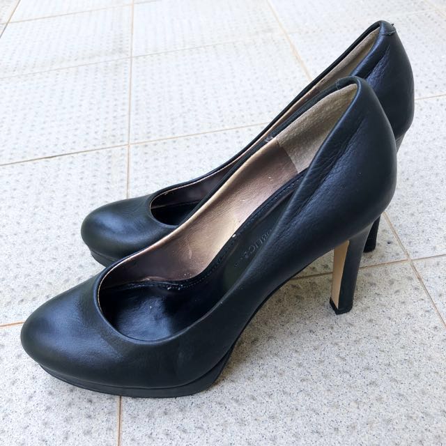 leather court heels