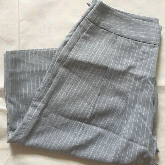 grey striped pants