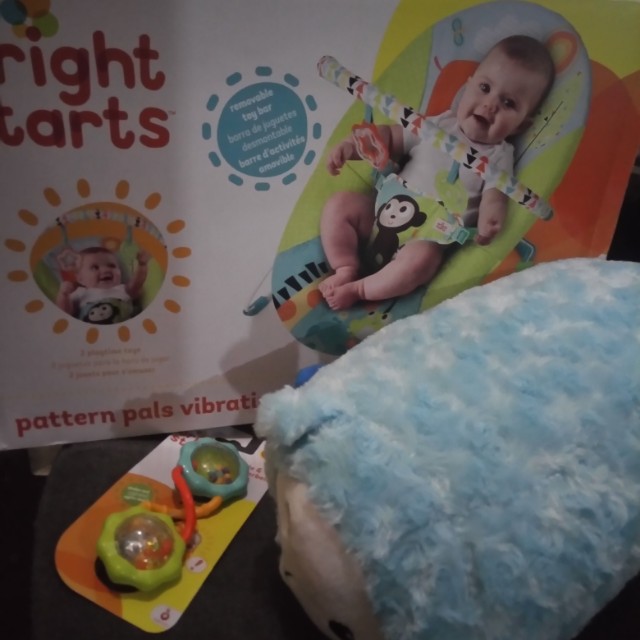 Bright Starts Pattern Pals Bouncer (Category: Other Babies Going Out Needs) located in Quezon City. Submitted by declutterleeey (Listing ID 130562125, Image 1). Description: I bought it at SM yesterday, original price is 2,400 pesos. I'm selling it now for only 1,700 pesos complete with receipt, box, cover and manual. Save 700 pesos, still negotiable. Inopen lang at inassemble. RFS: Hindi gusto ni baby, nagwala lang sya nung pinaupo namin. Planni