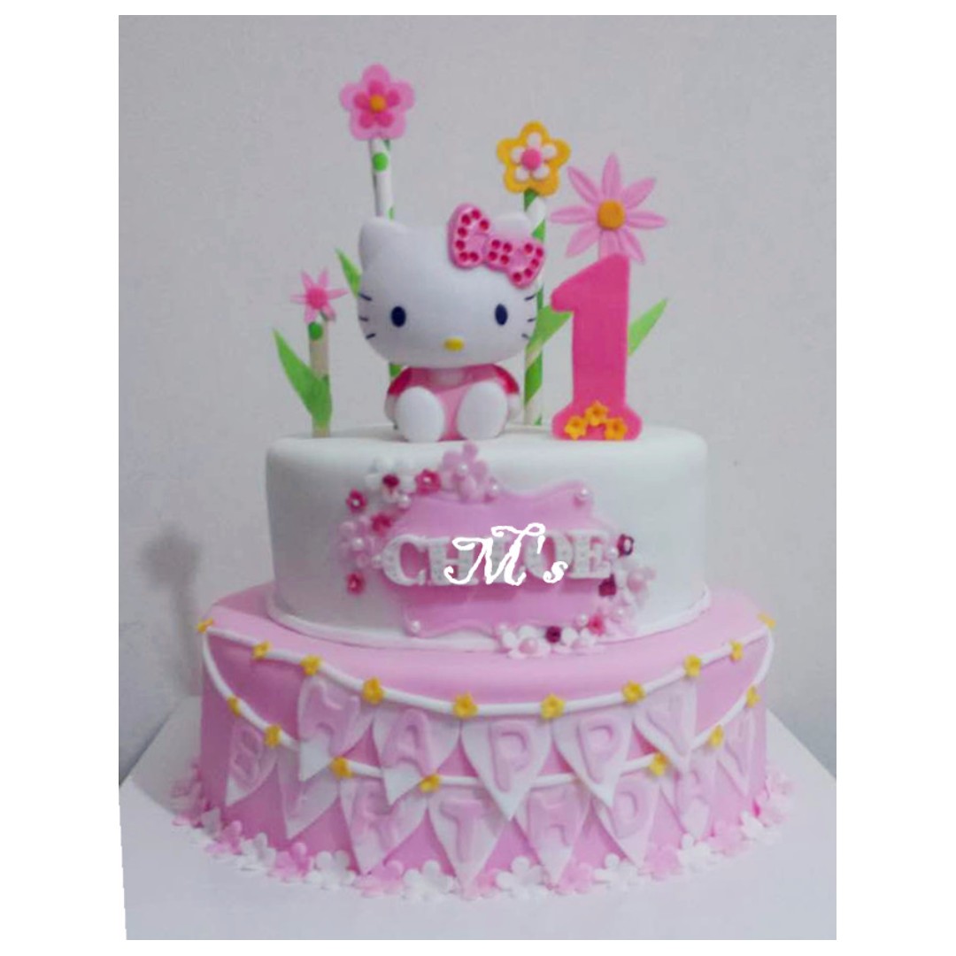 Hello Kitty 1st Birthday Baby Shower Fondant Cake Food Drinks