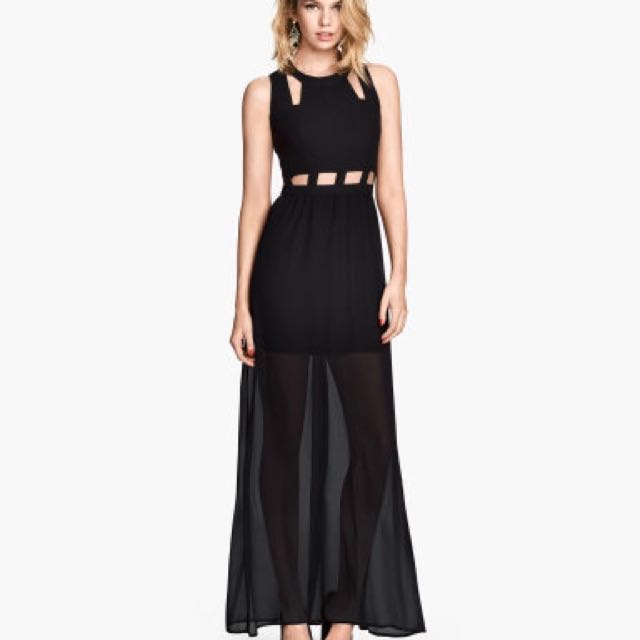 Black Cut Out Chiffon Dress