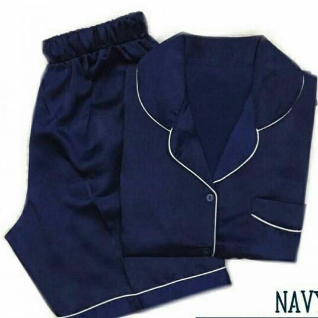 Plain Navy SHORT PANTS Baju tidur wanita  katun jepang  