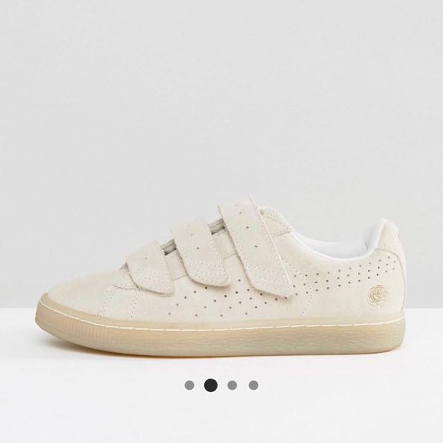 puma x careaux basket strap trainers in beige