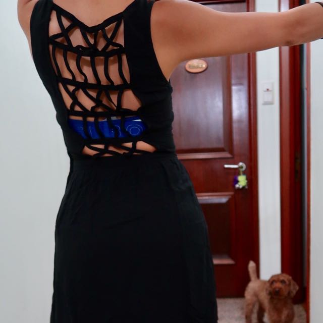 Semi Bare Back Summer Spring Black Dress Casual And Formal