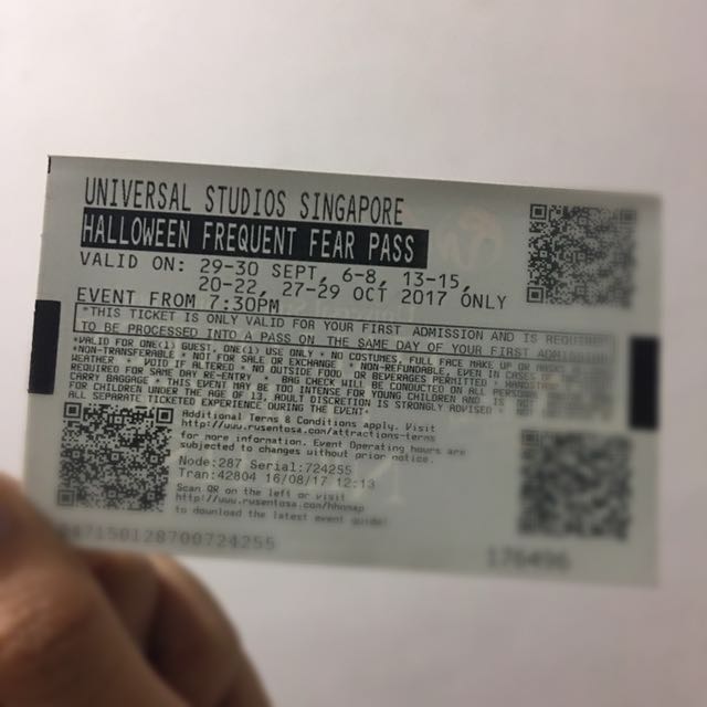 Universal Studios Singapore Halloween Frequent Fear Pass, Tickets