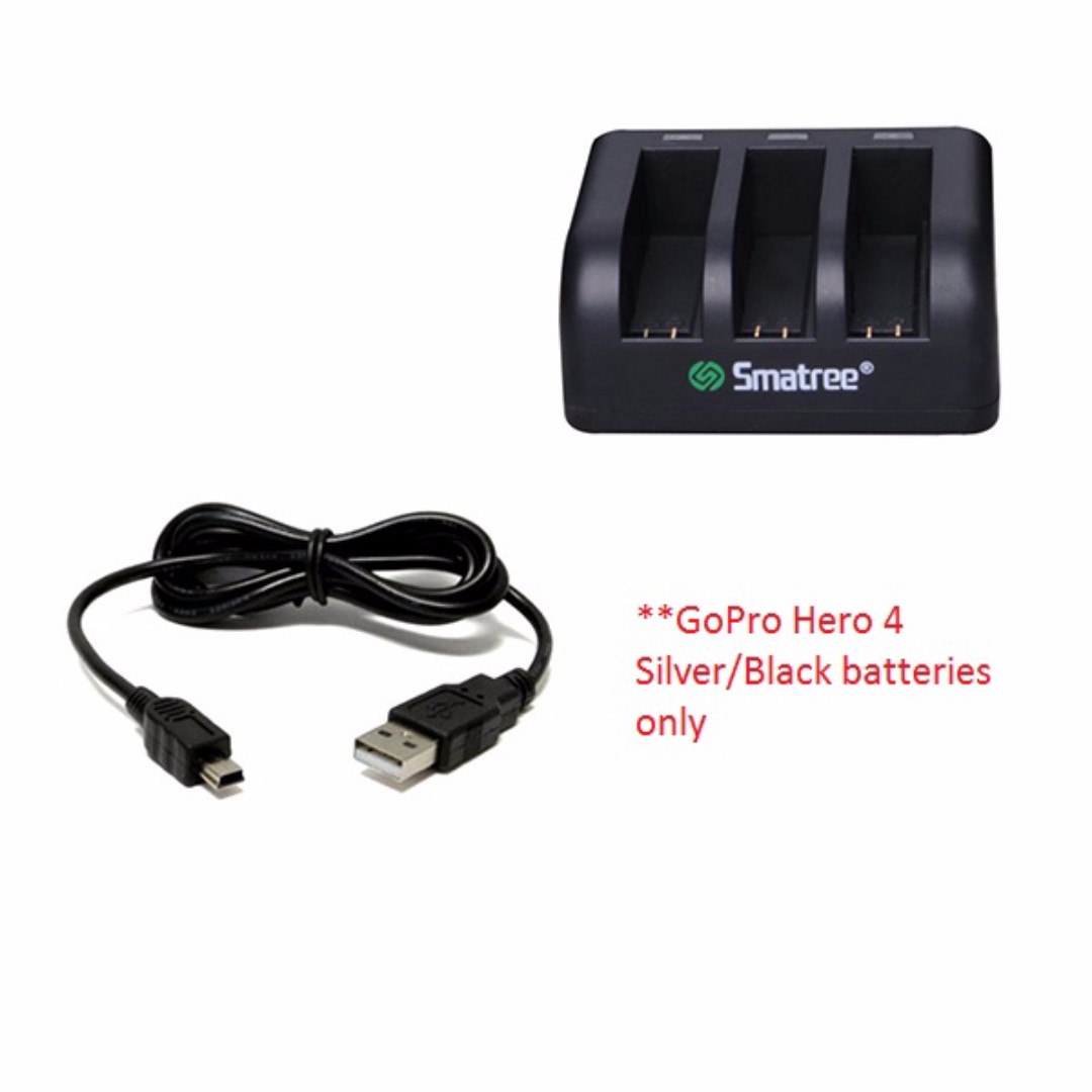 3 Channel Charger For Gopro Hero 4 Silver Black Electronics Computer Parts Accessories On Carousell