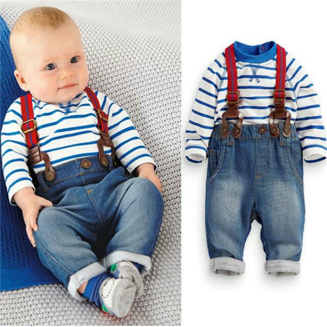 Baby Boys Sets Toddler 2PCS Set T-shirt Top+Jeans Bib Pants Overall Outfis Baby  Clothing, Babies & Kids, Babies & Kids Fashion on Carousell