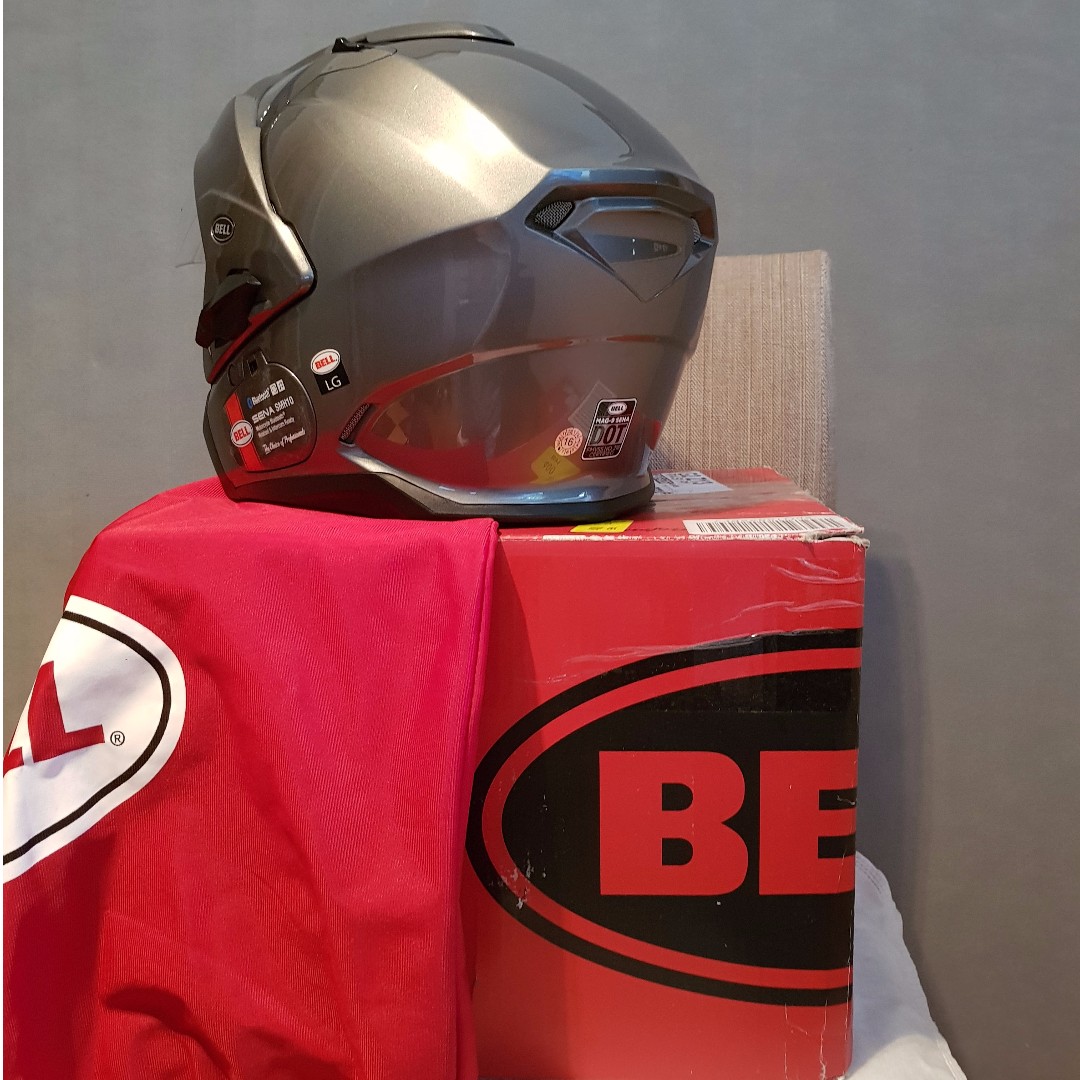 Bell Mag-9 Sena Solid Helmet Titanium Motors Motorcycle Helmets gantabi.com