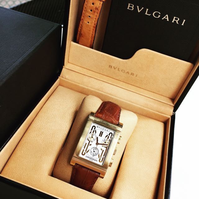 Bvlgari Rettangolo Chronograph 18k Gold Luxury Watches on Carousell