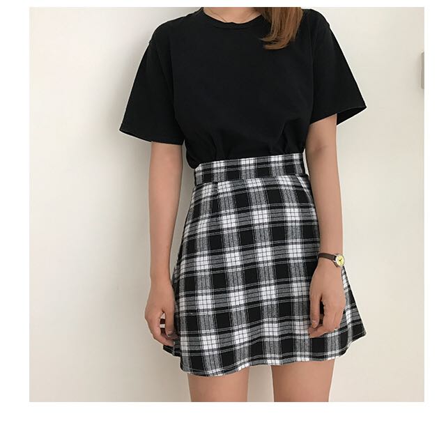 Checkered A Line Skirt, Women's Fashion 