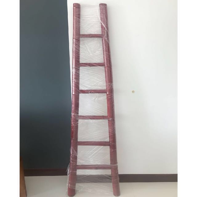 Decorative 6 Steps Bamboo Ladder In Red Furniture Home Decor On