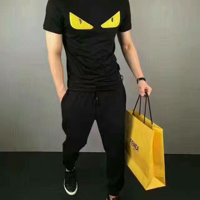 Black fendi t shirt yellow eyes sale