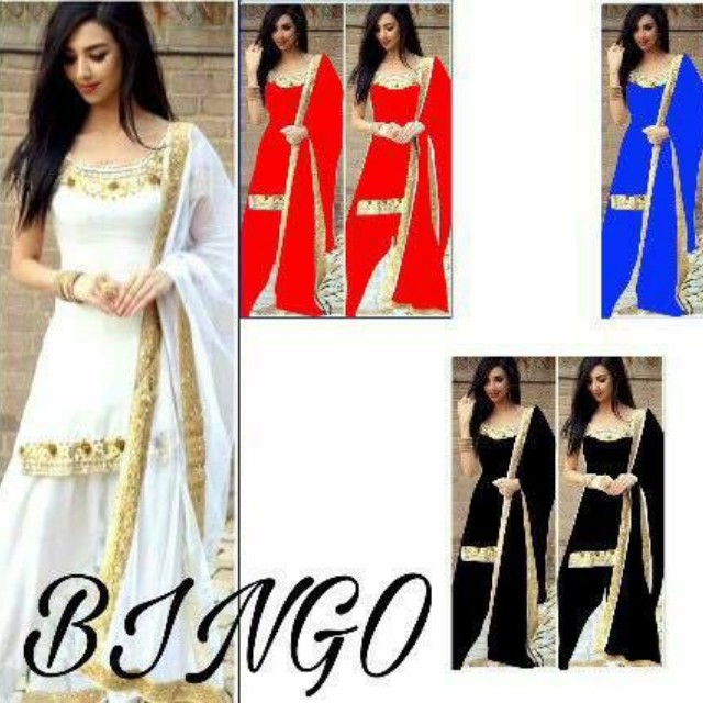 red and blue punjabi suit