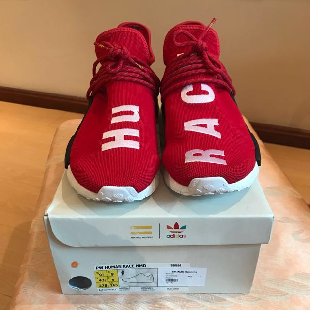 Red human outlet race sneakers