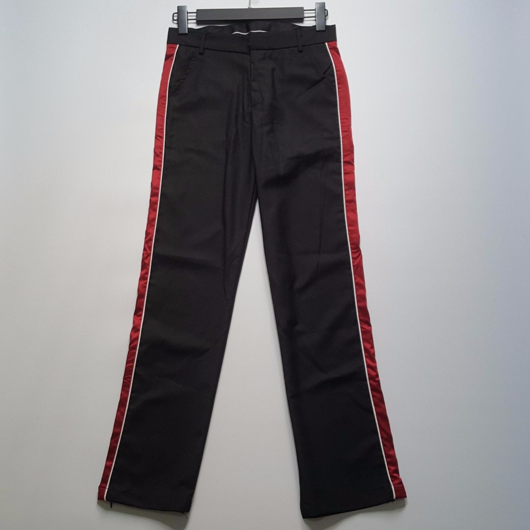 black trousers red side stripe