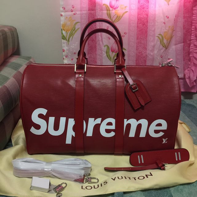 Supreme x Lv duffle bag louis vuitton, Men's Fashion, Bags