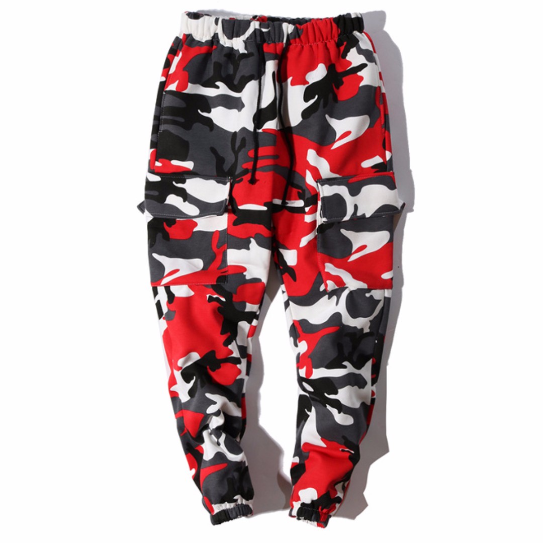 red camo joggers mens