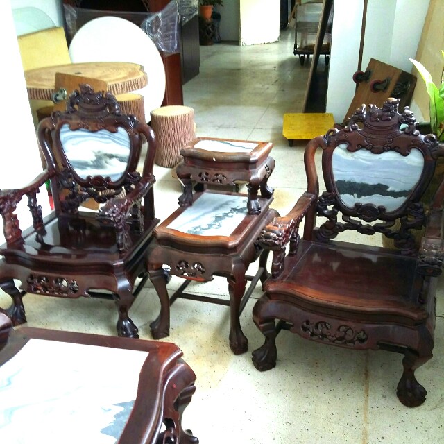 8 Pcs Set Rosewood Sofa With Dragon Carving Furniture Home Decor Photo