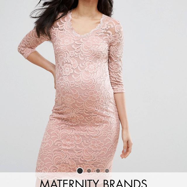 ASOS Maternity Baby Pink Bodycon Lace Dress
