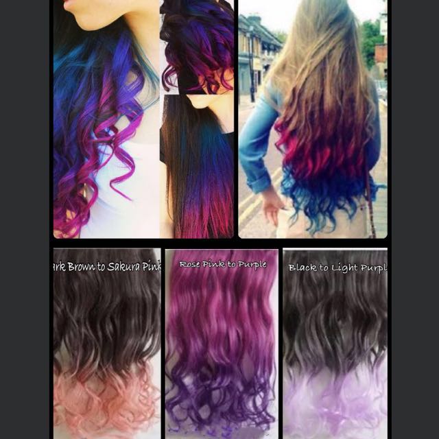 Color Dip Dye Curl Hair Extension 5 Clips Health Beauty
