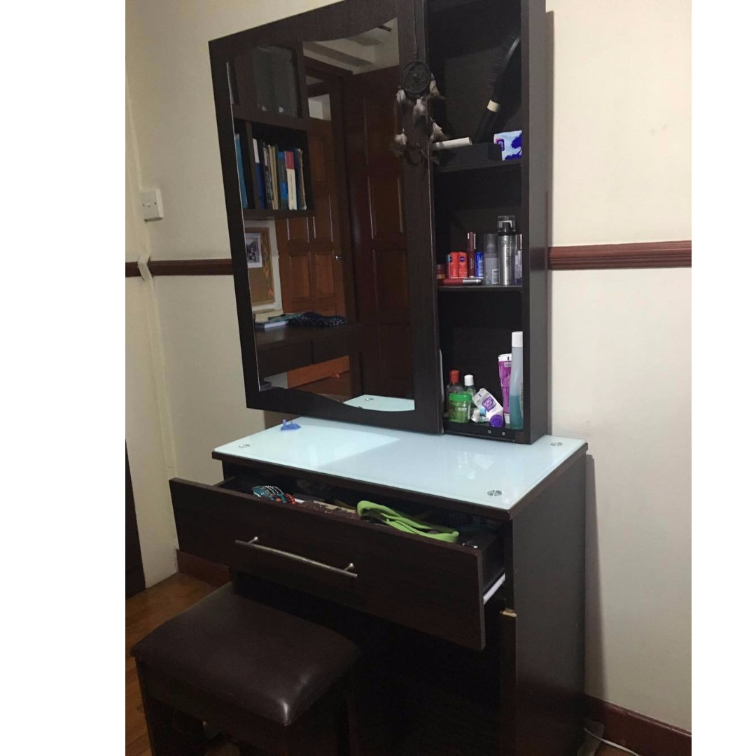 Dressing Table With Sliding Mirror, Dressing Table With Sliding Mirror And Drawers