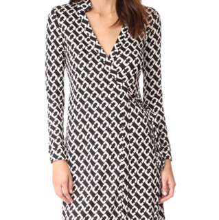 Diane Von Furstenberg New Jeanna Two Silk Wrap Dress Medium Chain Link