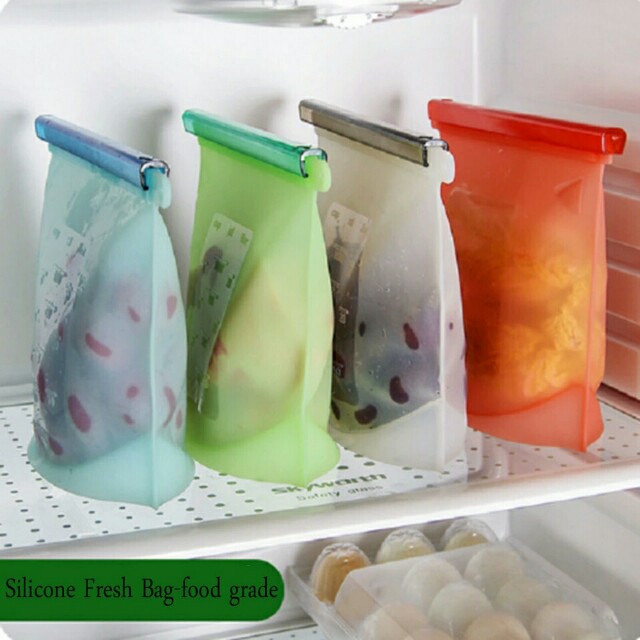 1pc Reusable Food Grade Silicone Food Sealer Bags Wraps Fridge
