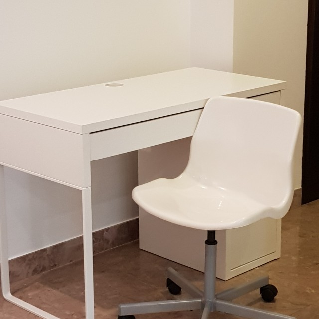 Ikea Micke White Office Desk With Matching Chair Furniture Ikea Micke White Office Desk With