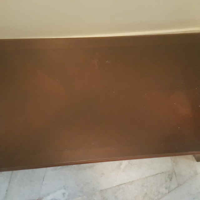Solid wood side table (Category: Tables & Sets) located in Subang Jaya. Submitted by garage123 (Listing ID 131334400, Image 3). Description: -solid wood -very sturdy -some scratches on surface (7/10 condition) -dimension: 121cm (w) x 61cm (h) -reason: moving out. Urgent selling #ikea #household #home #furniture #table #sidetable.