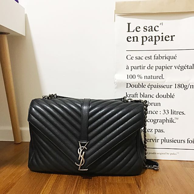 Ysl Saint Laurent Large College Monogram Bag Gunmetal Hardware