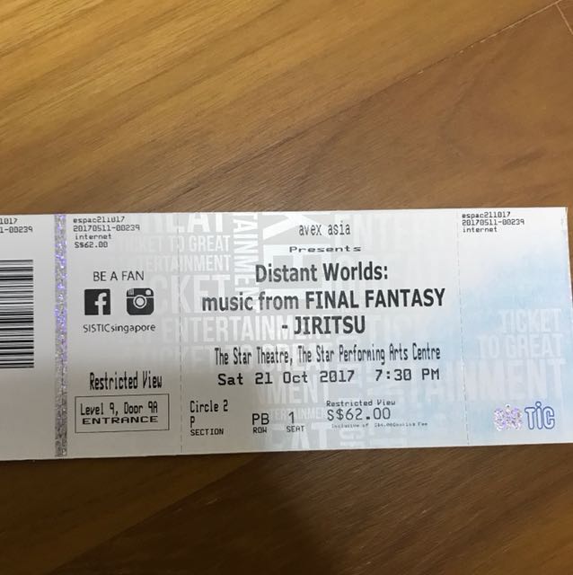 3 X Distant Worlds Music From Final Fantasy Jiritsu Entertainment Events Concerts On Carousell
