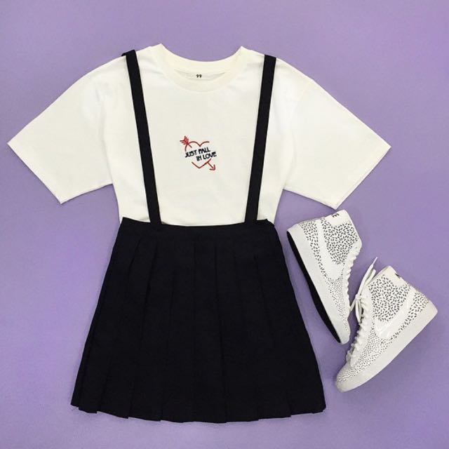 Black Suspender Skater Skirt Dress Women s Fashion Bottoms Skirts on Carousell
