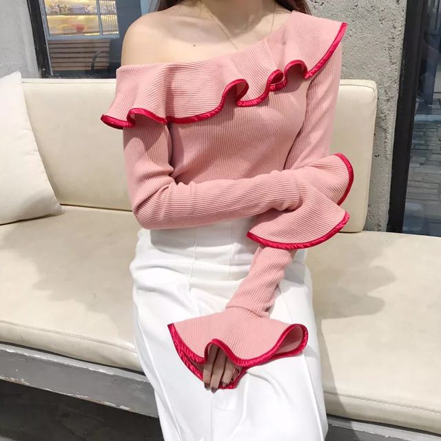frilly pink top