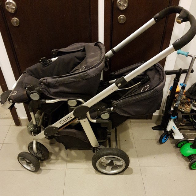 Icandy pear double pram with two maxicosy and two bassinet Babies Kids Going Out Strollers on Carousell