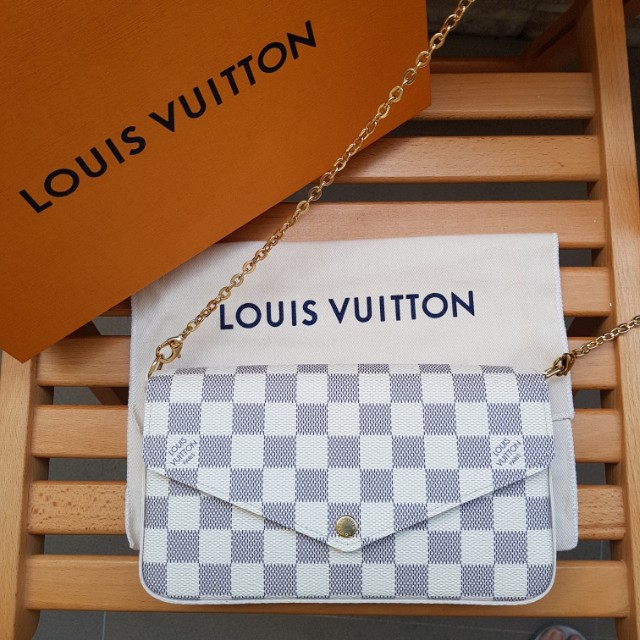 Louis Vuitton Pochette Felicie Damier Azur, Luxury, Bags & Wallets