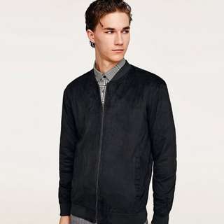 Zara Man Faux Leather Bomber Jacket